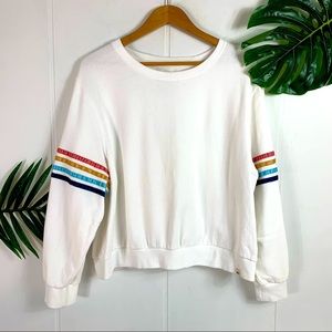 RIP CURL Women’s White Rainbow Oversized Pullover Sweatshirt Size Medium